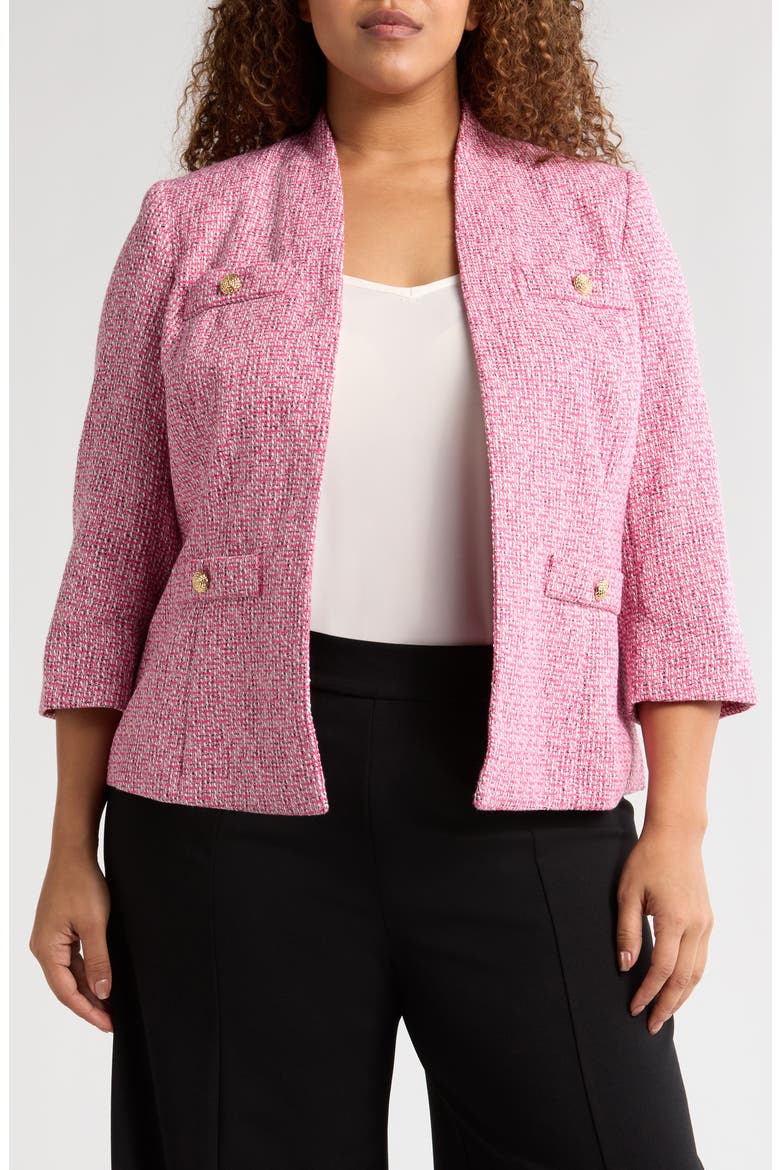 Tweed Four Pocket Collarless Blazer, Main, color, PNK PERFECTION MULTI