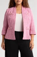 KASPER Tweed Four Pocket Collarless Blazer