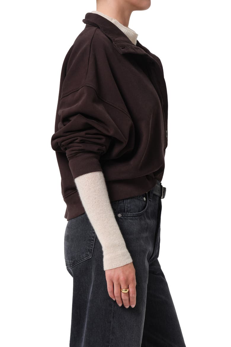Mirelle Oversize Henley Sweatshirt, Alternate, color, CHOCOLATE