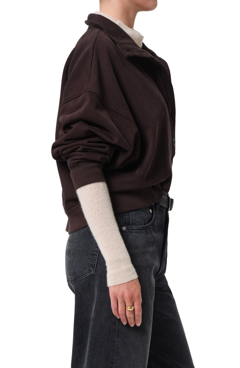 Citizens of Humanity Mirelle Oversize Henley Sweatshirt, Alternate, color, Chocolate