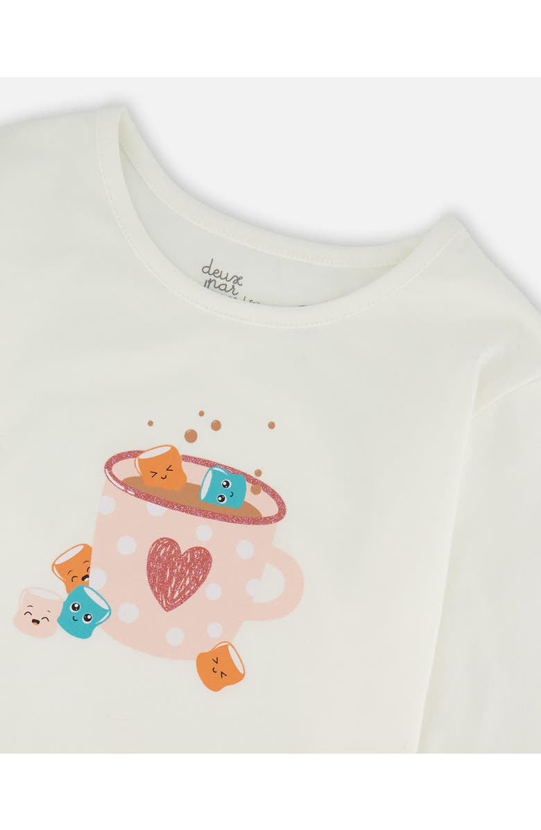 Deux par Deux Organic Cotton Long Sleeve T-Shirt with Hot Chocolate, Alternate, color, Off-White