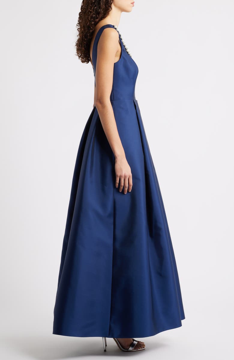 Eliza J Embellished Scoop Neck Ballgown, Alternate, color, Navy