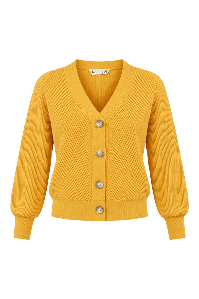 Knitted Stitch Detail Cardigan, Alternate, color, Mustard