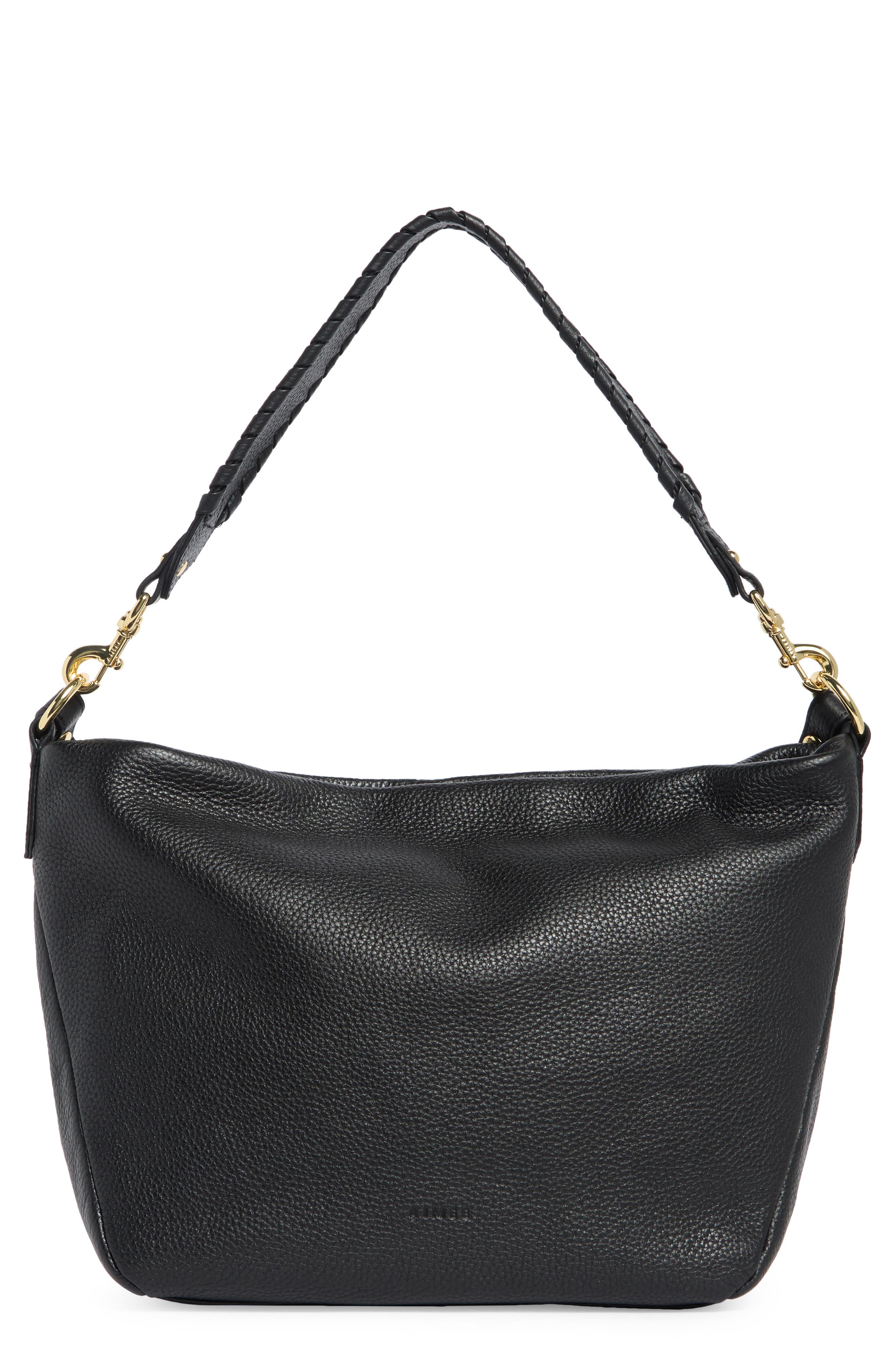 AIMEE Malta Leather Shoulder Bag, Main, color, Black