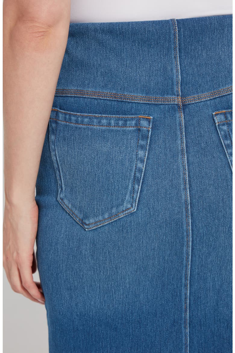 'Lyssentials Lyrica Knit Denim Pencil Skirt, Alternate, color, MIDWASH