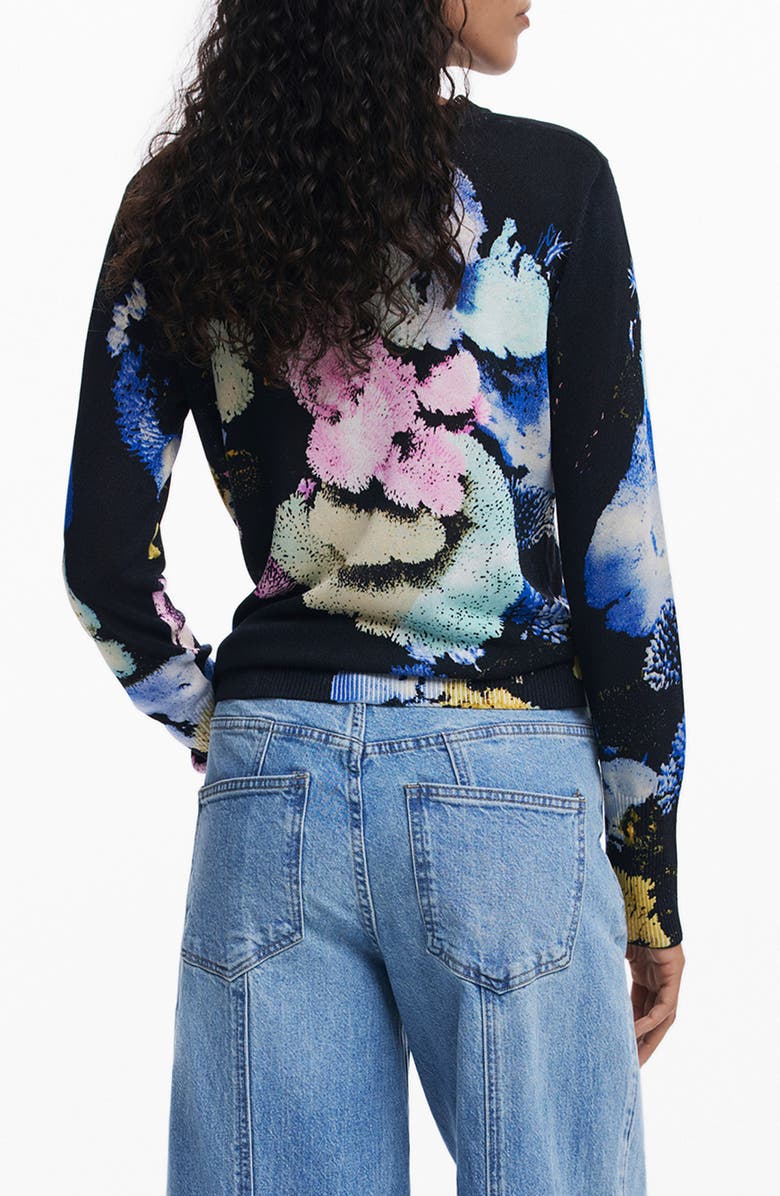 Desigual Abstract Print Crewneck Sweater, Alternate, color, Blue