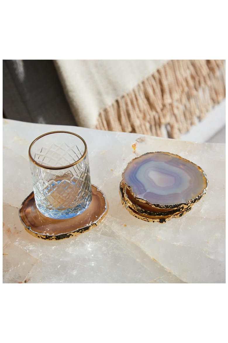 Lumino Set of 4 Smoke Agate Coasters, Alternate, color, GREY AND GOLD