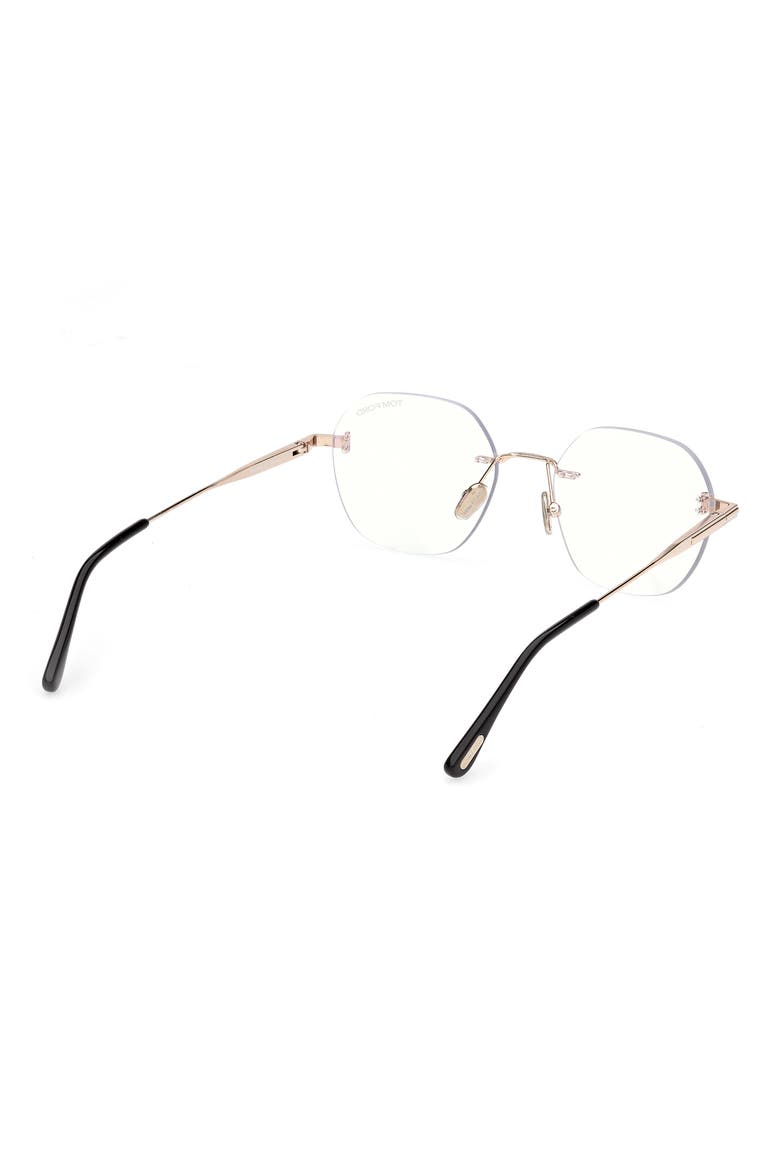52mm Geometric Optical Glasses, Alternate, color, SHINY ROSE GOLD / SHINY BLACK