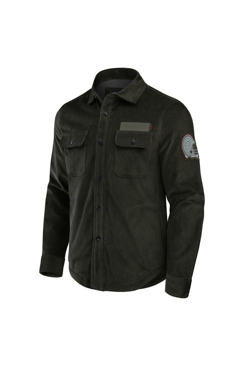 Men's Darius Rucker Collection by Fanatics Olive Ohio State Buckeyes Corduroy Full-Button Shacket, Alternate, color, Olive