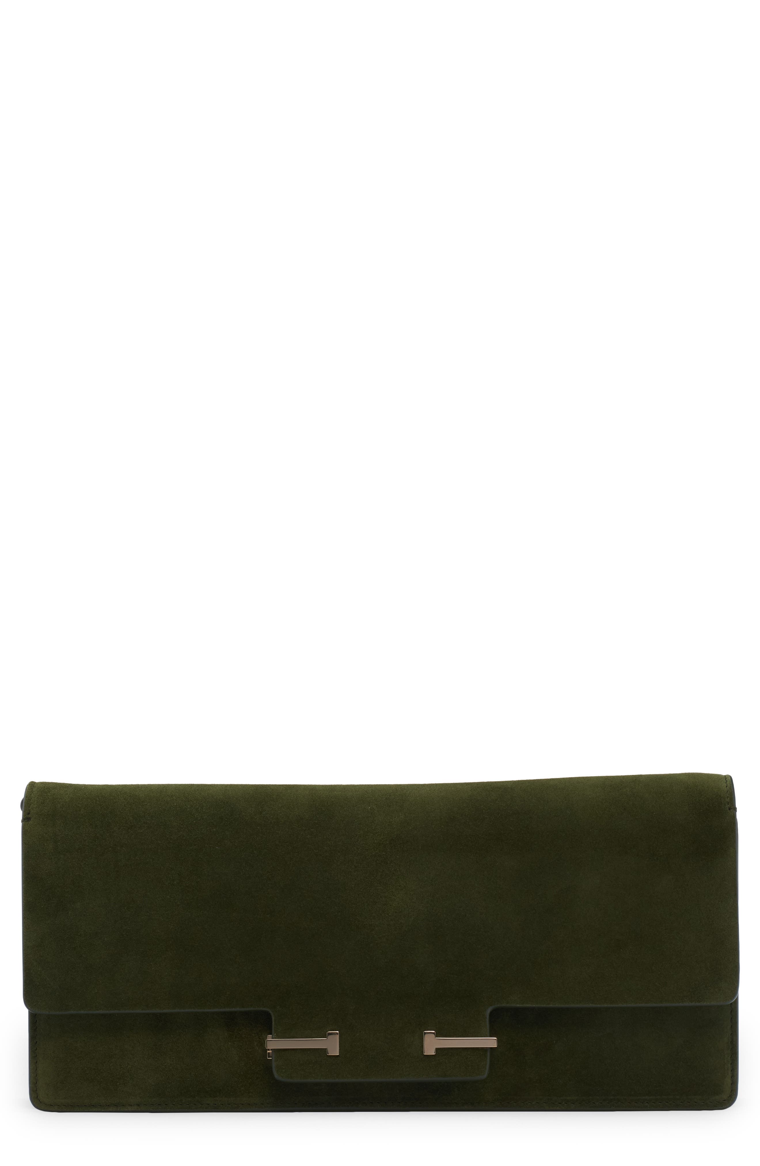 TOM FORD Suede East/West Shoulder Bag, Main, color, 1E018 Moss Green