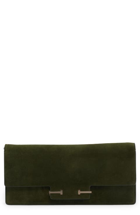 Suede East/West Shoulder Bag