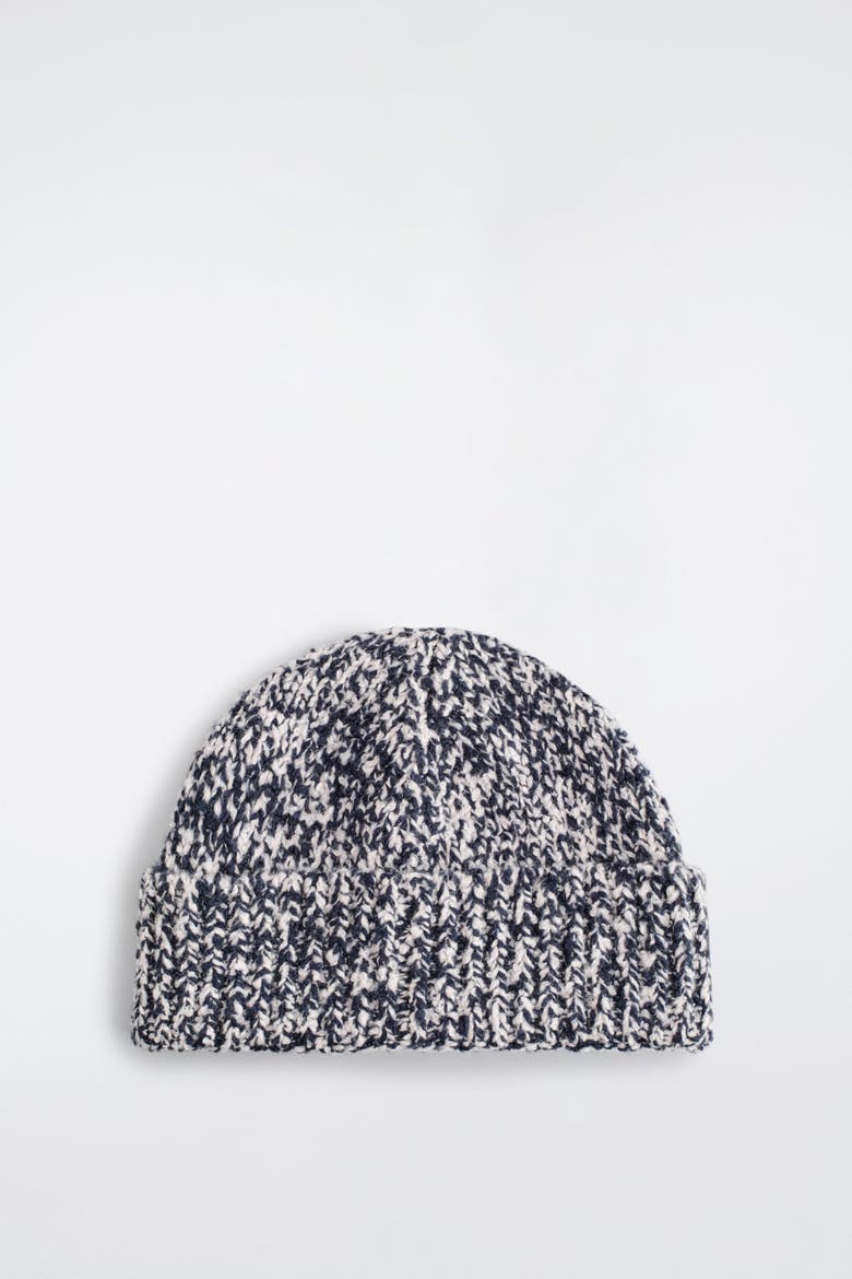 Flecked Wool-Blend Beanie, Alternate, color, NAVY / WHITE