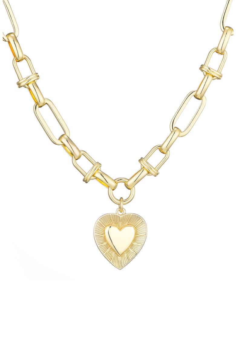 Chunky Heart Pendant Necklace, Main, color, GOLD