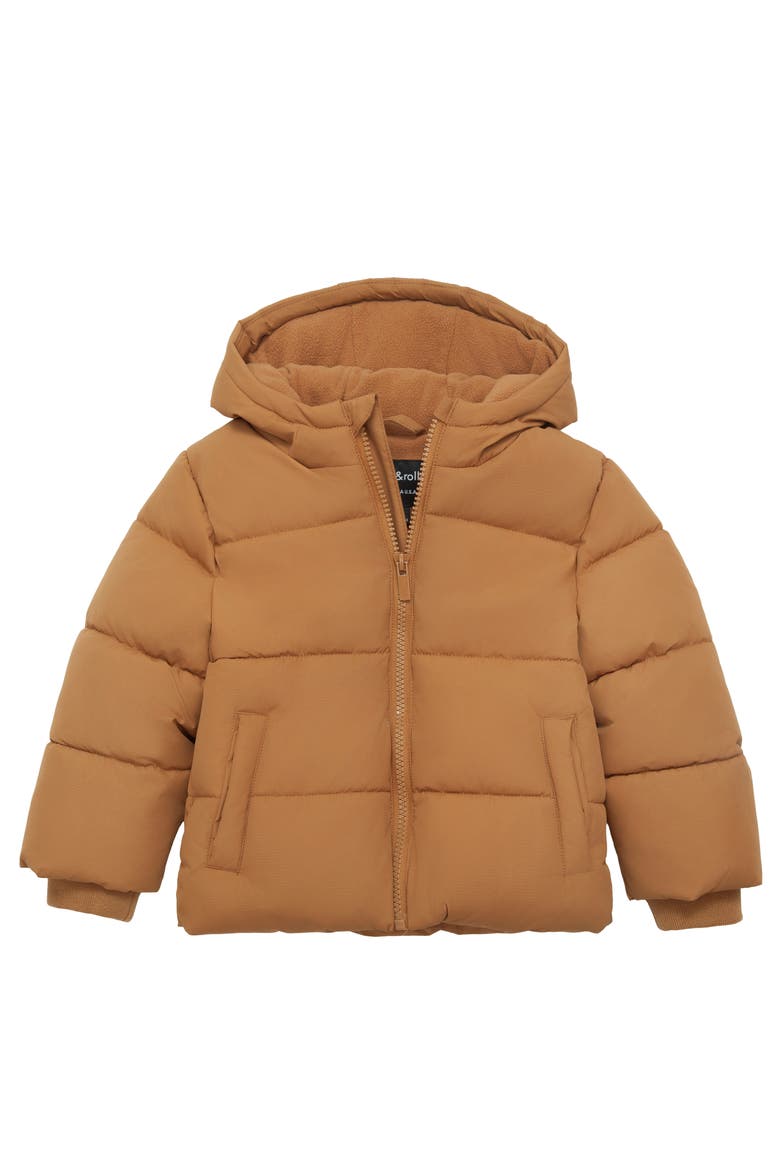 Kids' Fleece Lined Cloud Hooded Jacket, Main, color, Warm tan