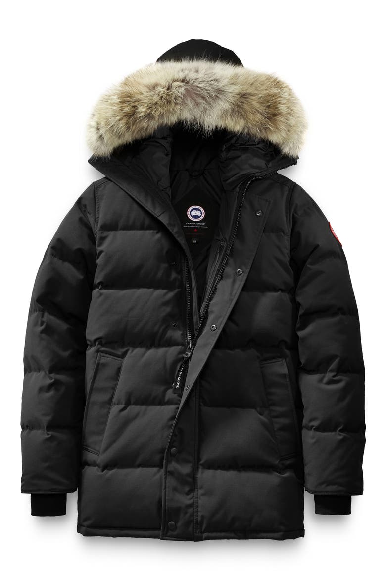 Carson Fusion Fit Hooded Down Parka with Genuine Coyote Fur Trim, Alternate, color, BLACK