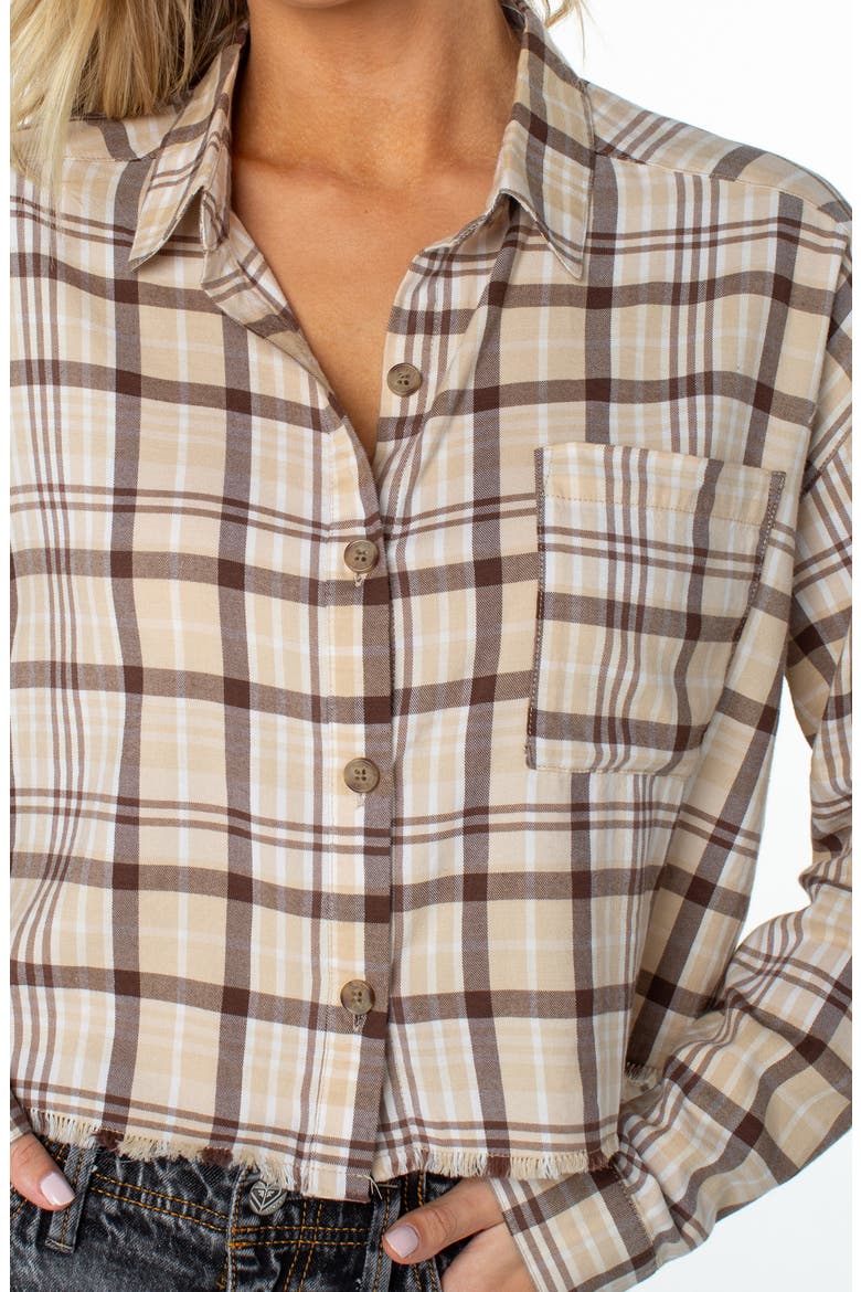 Rockford Cropped Plaid Shirt, Alternate, color, PEBBLE
