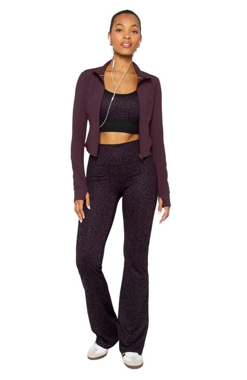 Fabletics Perfect Storm Cropped Train Jacket In Burgundy