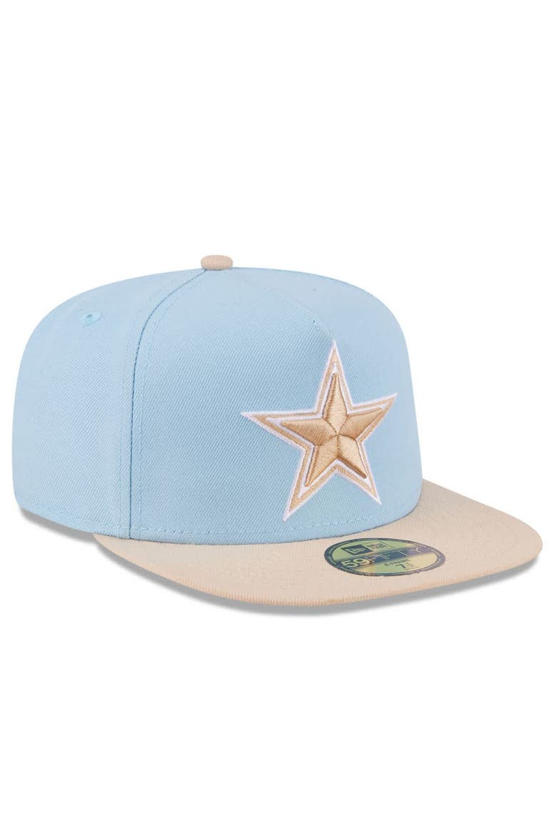 Men's New Era Light Blue/Light Beige Dallas Cowboys Two-Tone Color Pack A-Frame 59FIFTY Fitted Hat, Alternate, color, Light Blue