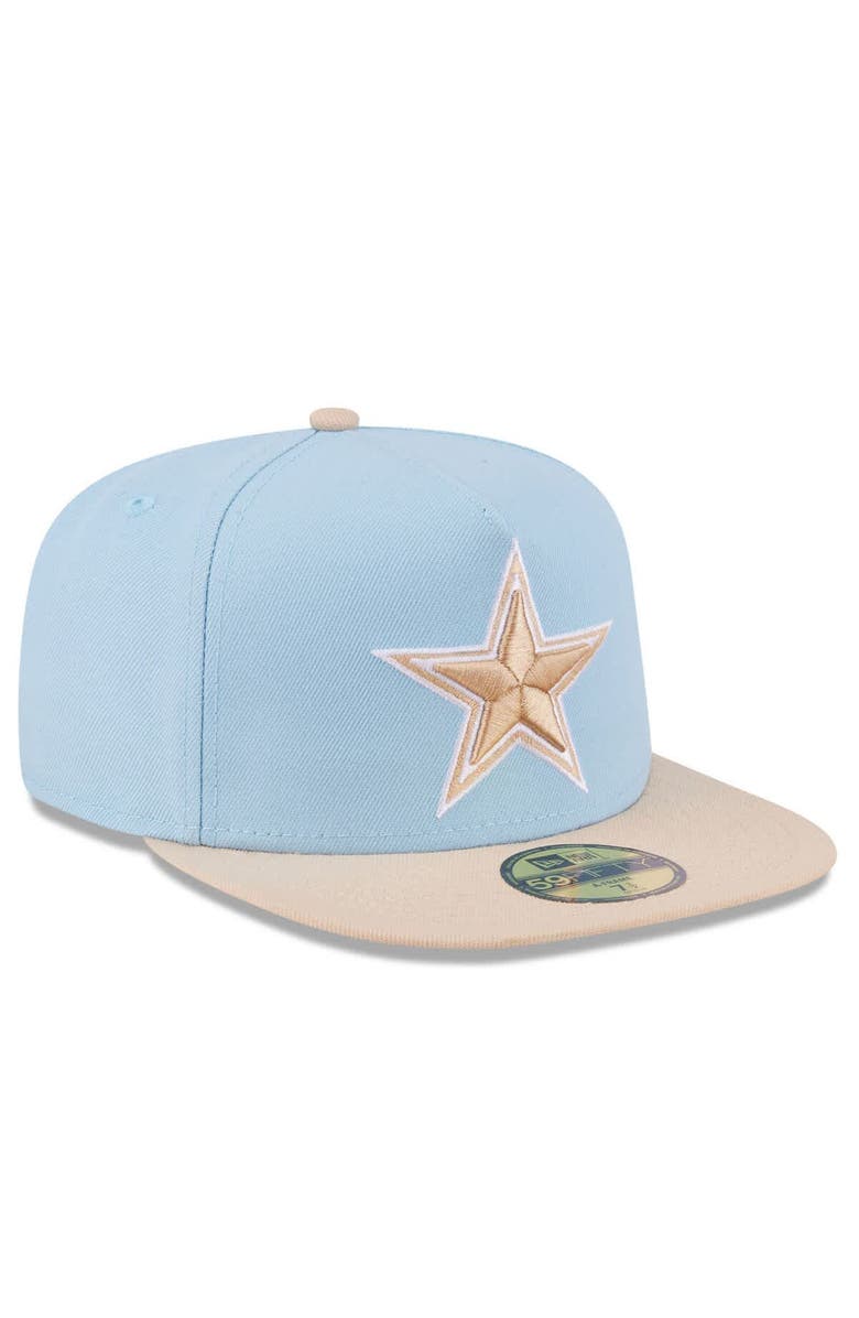 New Era Men's New Era Light Blue/Light Beige Dallas Cowboys Two-Tone Color Pack A-Frame 59FIFTY Fitted Hat, Alternate, color, Light Blue