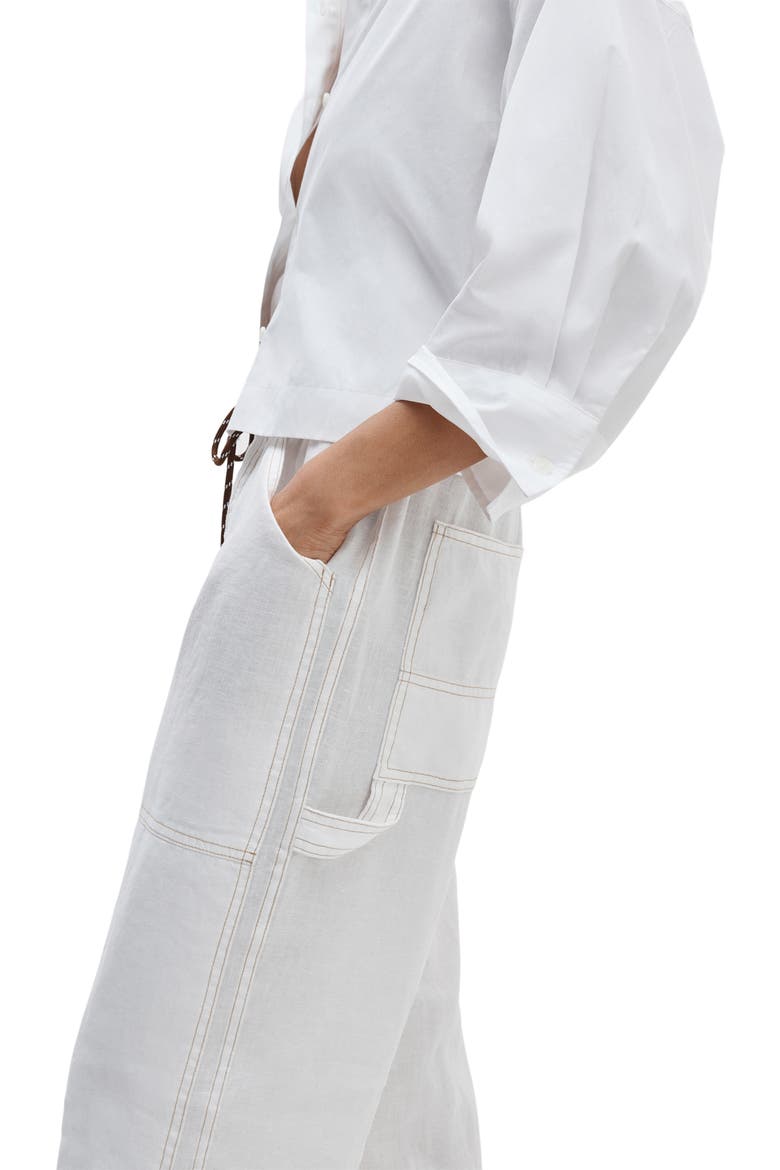 Atlas Linen Drawstring Carpenter Pants, Alternate, color, WHITE