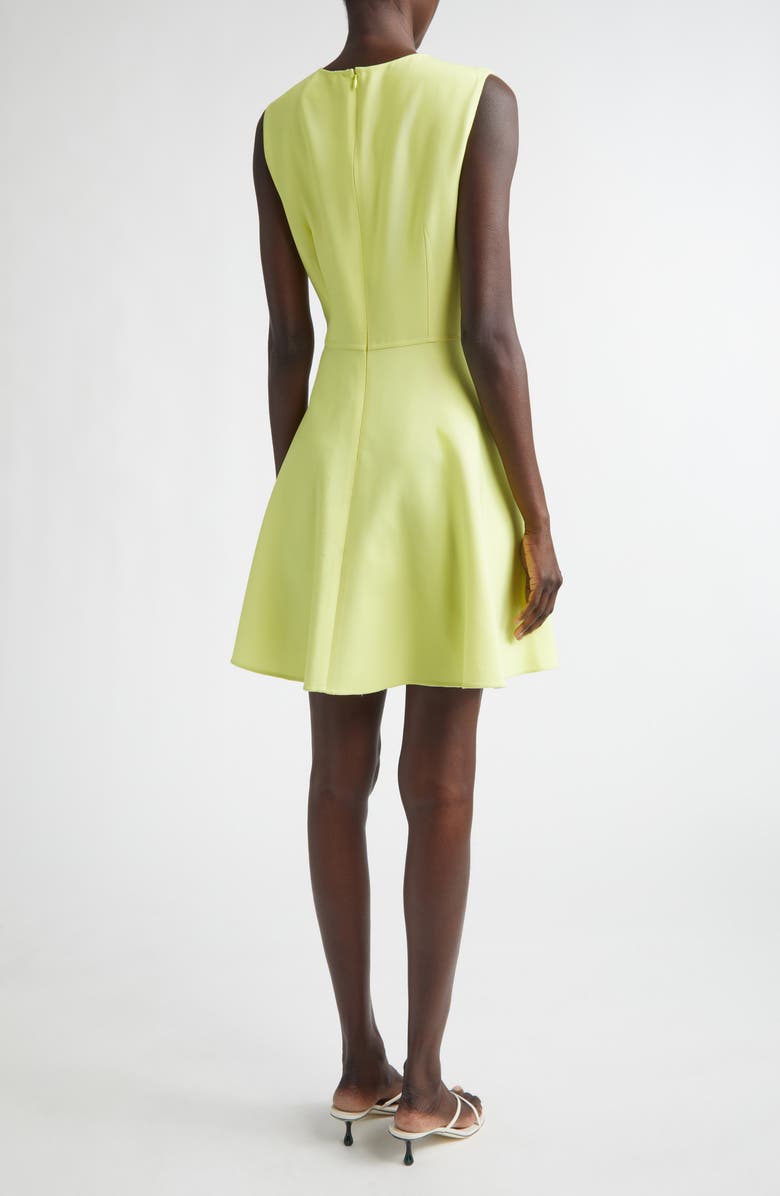 Oscar de la Renta Porcelain Flowers Wool Blend Stretch Crepe Fit & Flare Minidress, Alternate, color, Pink/ Pear