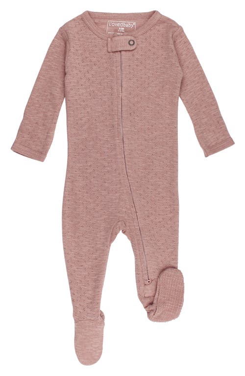 L'Ovedbaby Pointelle Organic Cotton Zip Footie in Taffy 