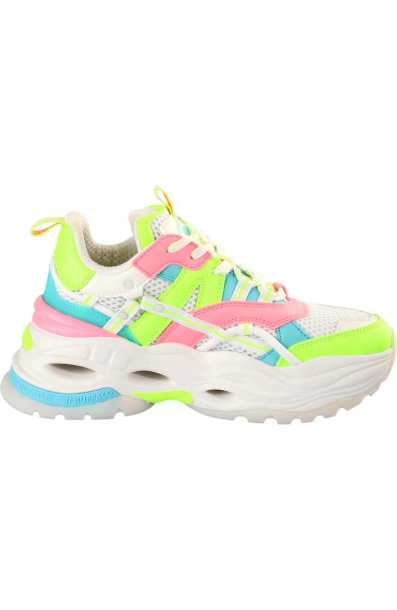 Buffalo Boots Triplet Hollow Sneaker, Alternate, color, White / Neon Multi