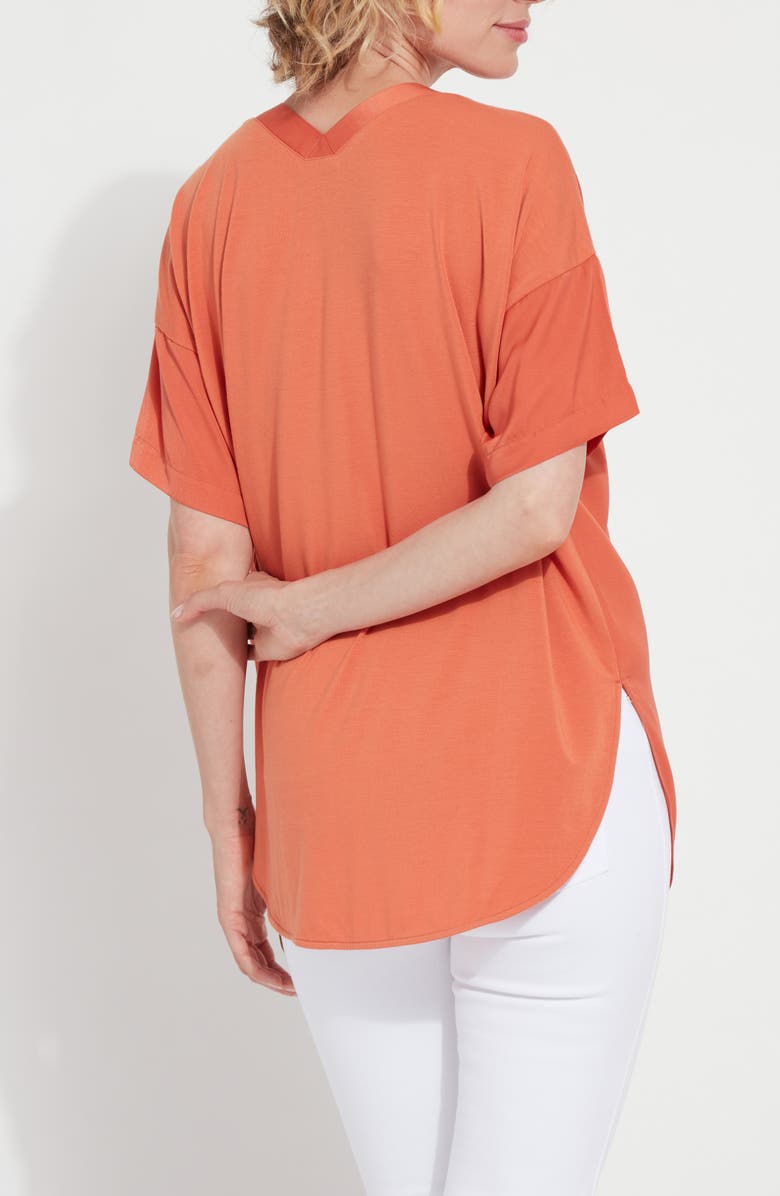 Lysse ́ Stevie V-Neck Satin Top, Alternate, color, Vibrant Apricot