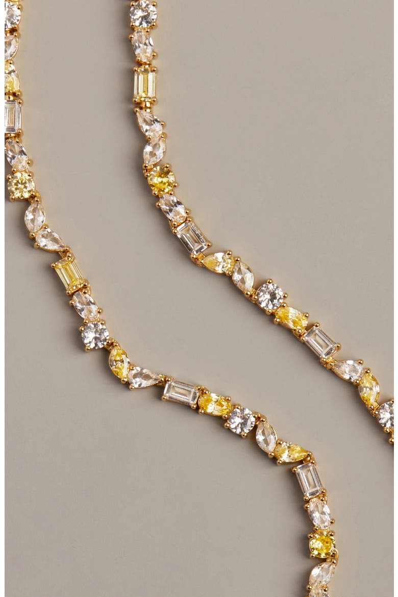 Lab Grown White Sapphire and Canary Mixed Shape Tennis Bracelet, Alternate, color, Canary