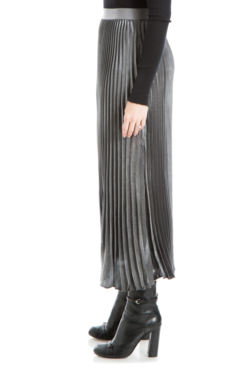 MAX STUDIO Pleated Metallic Midi Skirt, Alternate, color, Silver