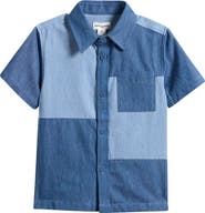 MILES THE LABEL Kids' Patchwork Short Sleeve Chambray Button-Up Shirt