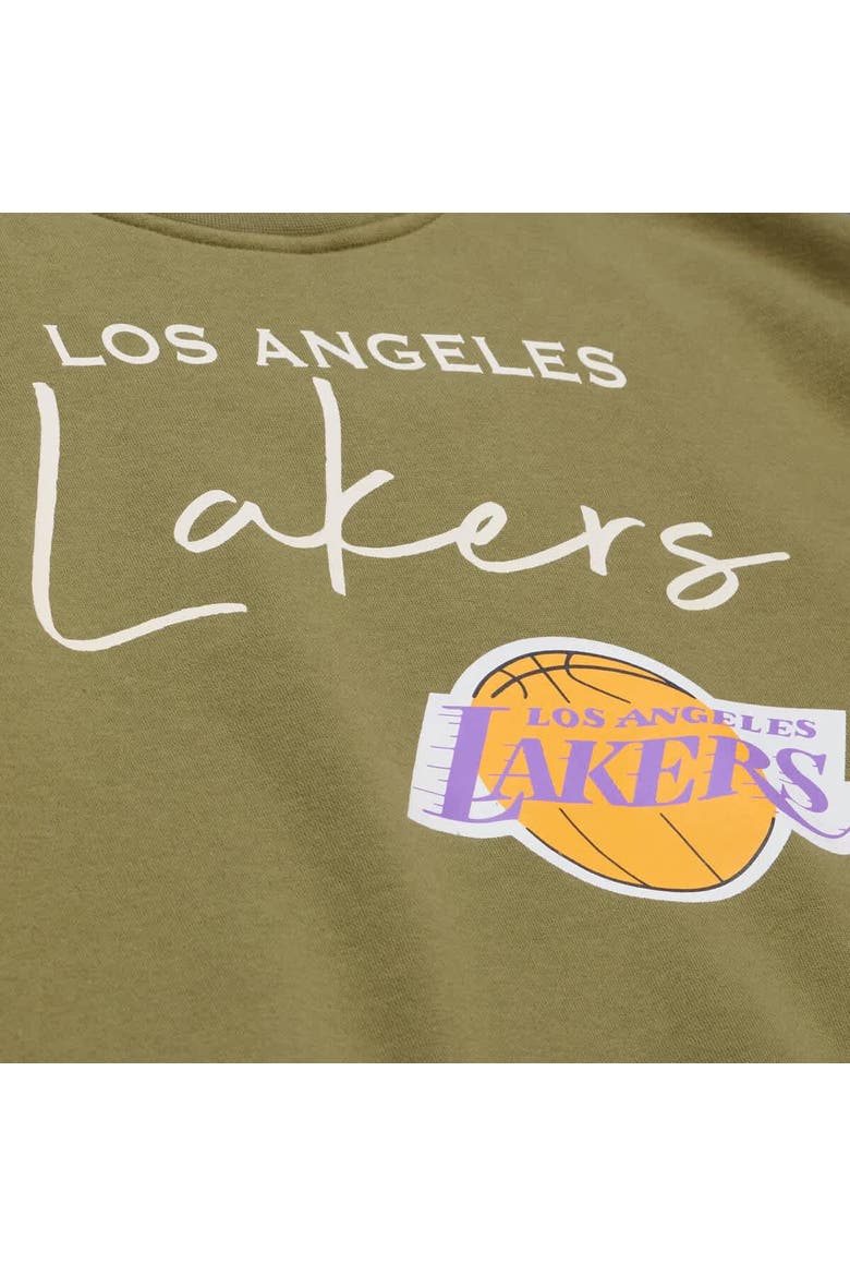 Women's Mitchell & Ness  Olive Los Angeles Lakers Lightweight Script Sweatshirt, Alternate, color, Olive