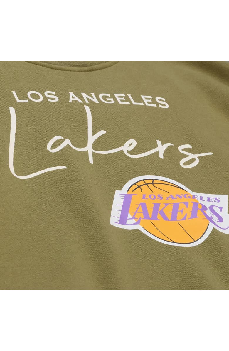 Mitchell & Ness Women's Mitchell & Ness  Olive Los Angeles Lakers Lightweight Script Sweatshirt, Alternate, color, Olive