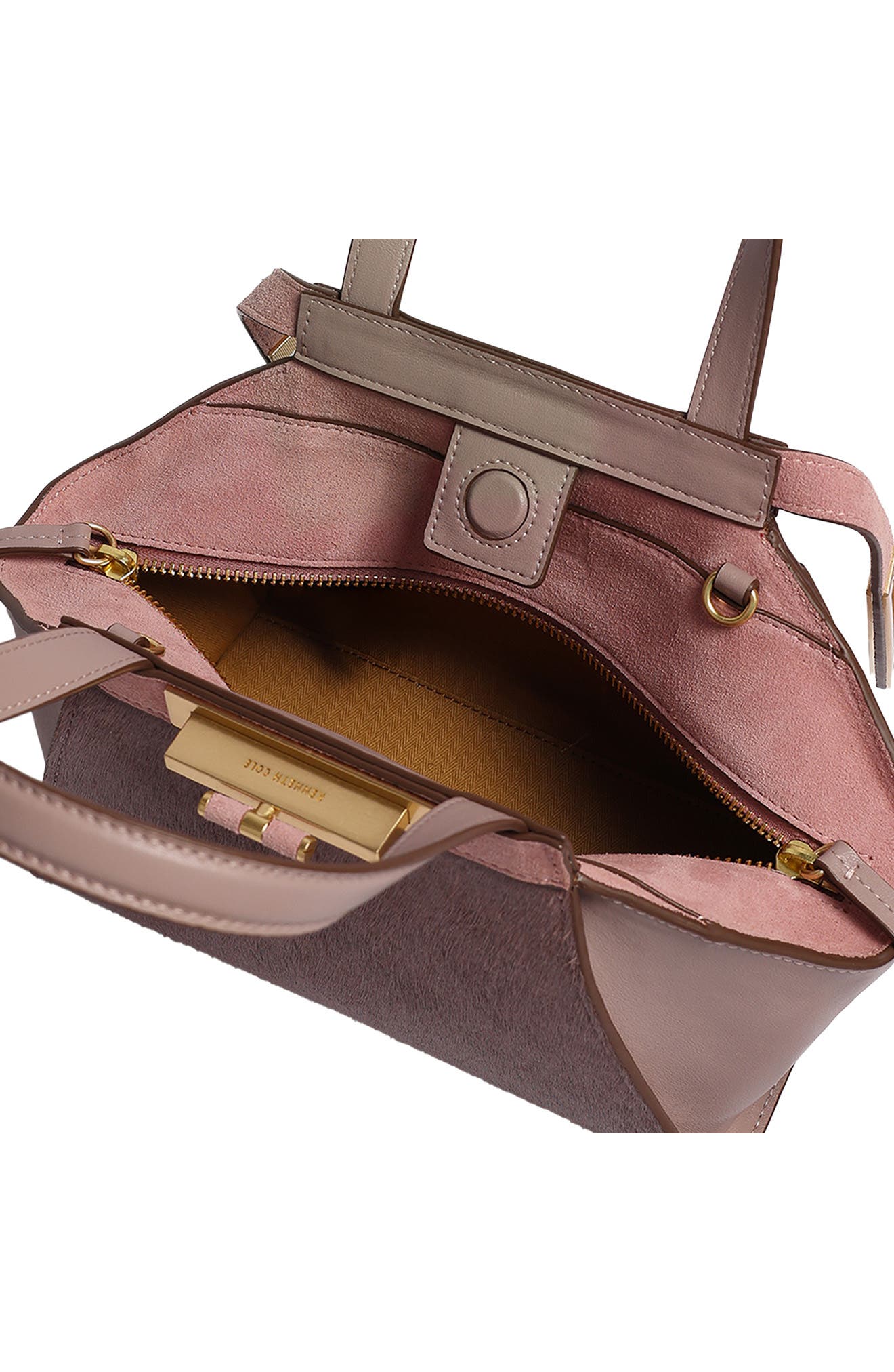 Crosby Small Leather & Haircalf Satchel, Alternate, color, LAVENDAR