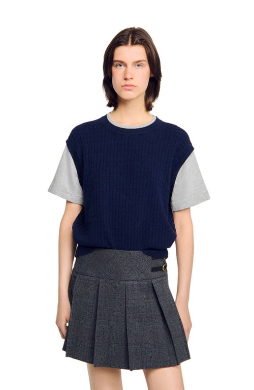 Sandro Dual-material Knit Sweater In Multi