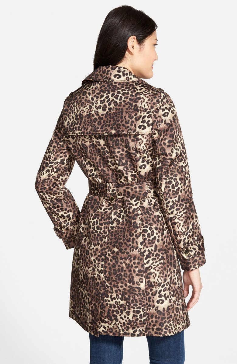 Via Spiga Animal Print Double Breasted Trench Coat, Alternate, color, 