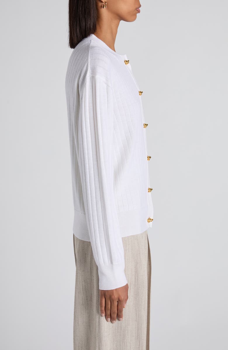 Bottega Veneta Wool Rib Cardigan, Alternate, color, Chalk
