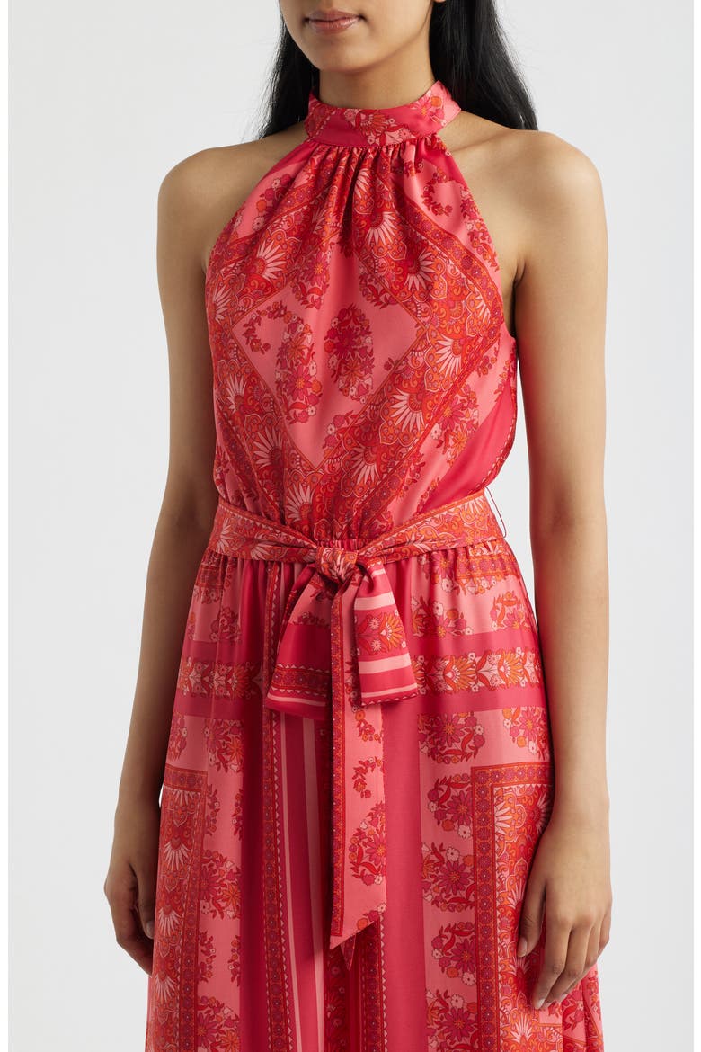 Floral Print Halter Maxi Dress, Alternate, color, GRENADINE MULTI