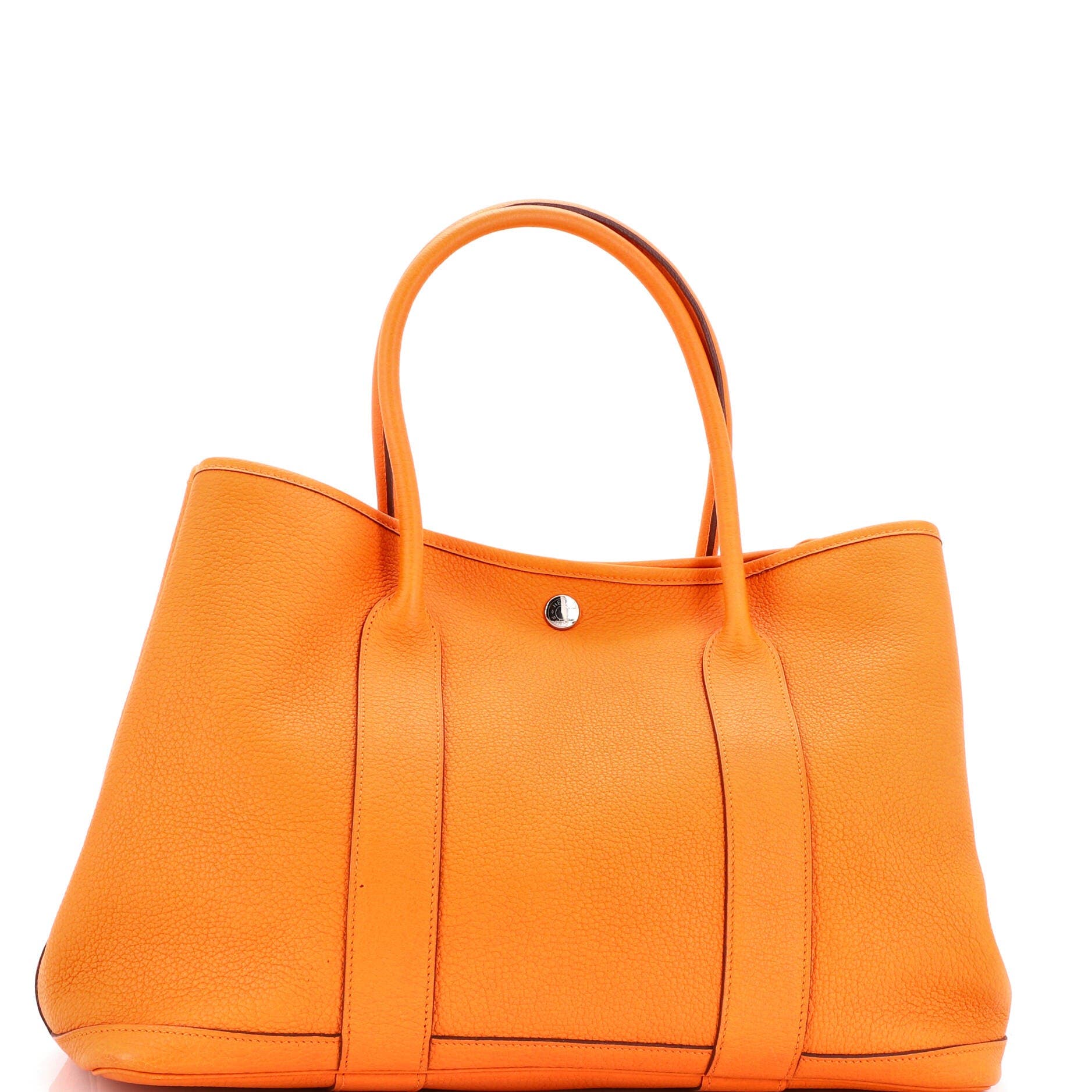 Pre-Owned Hermes Garden Party Tote Leather 36, Main, color, Orange H