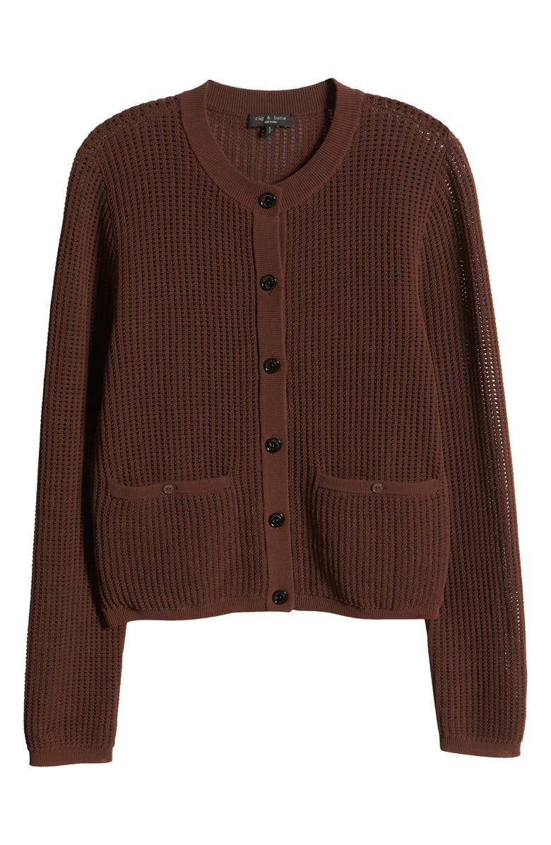 rag & bone Viola Open Stitch Cardigan, Alternate, color, Chocolate