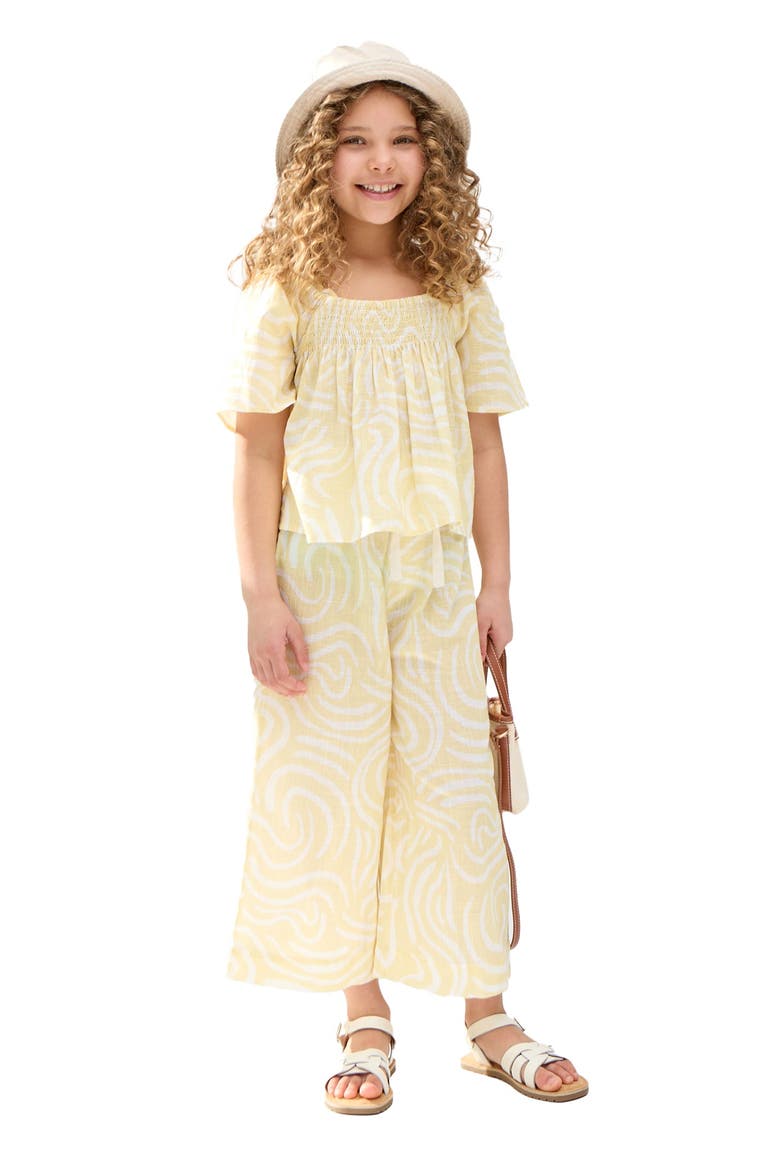 Nia Shirred Neck Zebra Swirl Print Co-Ords Set, Alternate, color, Yellow