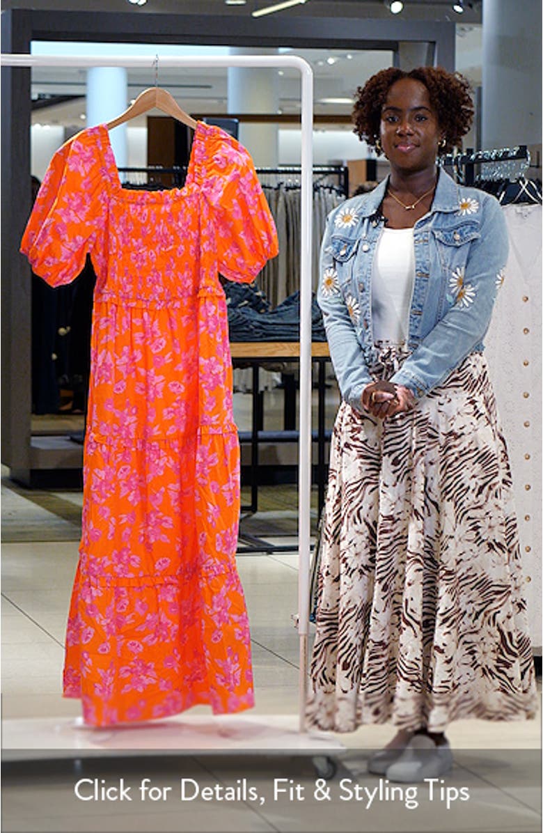 Cala Floral Alycia Smocked Cotton Maxi Sundress, sales video thumbnail