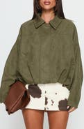 Princess Polly Enlightened Faux Suede Bomber Jacket