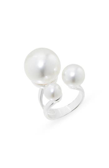 Nordstrom Rack Faux Pearl Cluster Ring In Silver