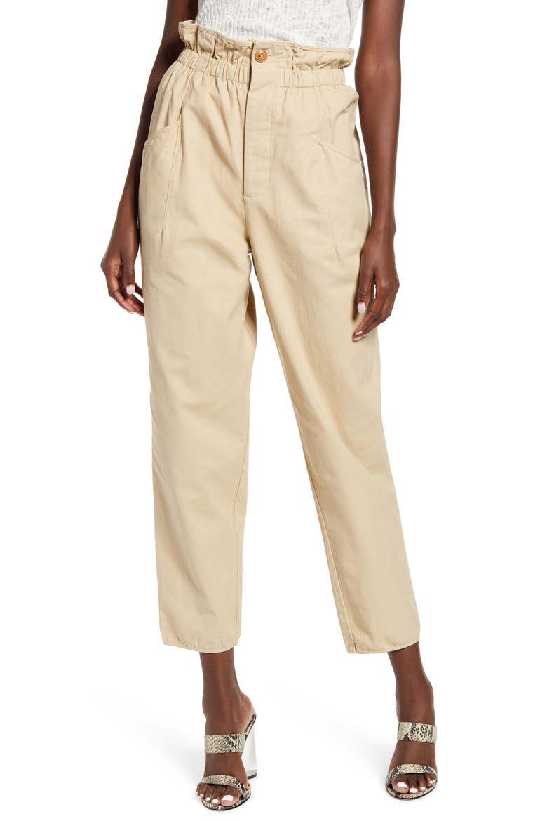 Paperbag Cargo Pants, Main, color, KHAKI