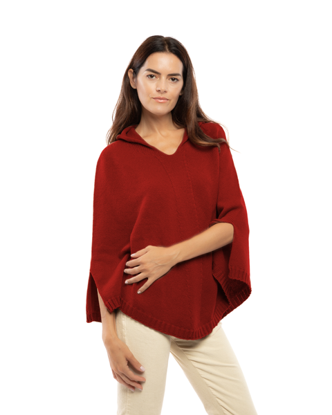 Pure Cashmere Hooded Poncho