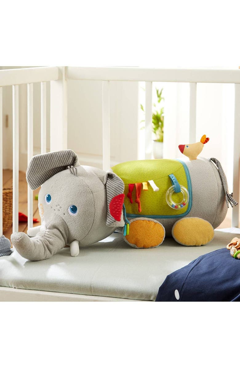 HABA Discovery Elephant Stuffed Animal Sensory Plush Toy with Sounds & Teething Toy Features, Tummy Time Sensory Toy for Babies 6 Months +, Alternate, color, Multi