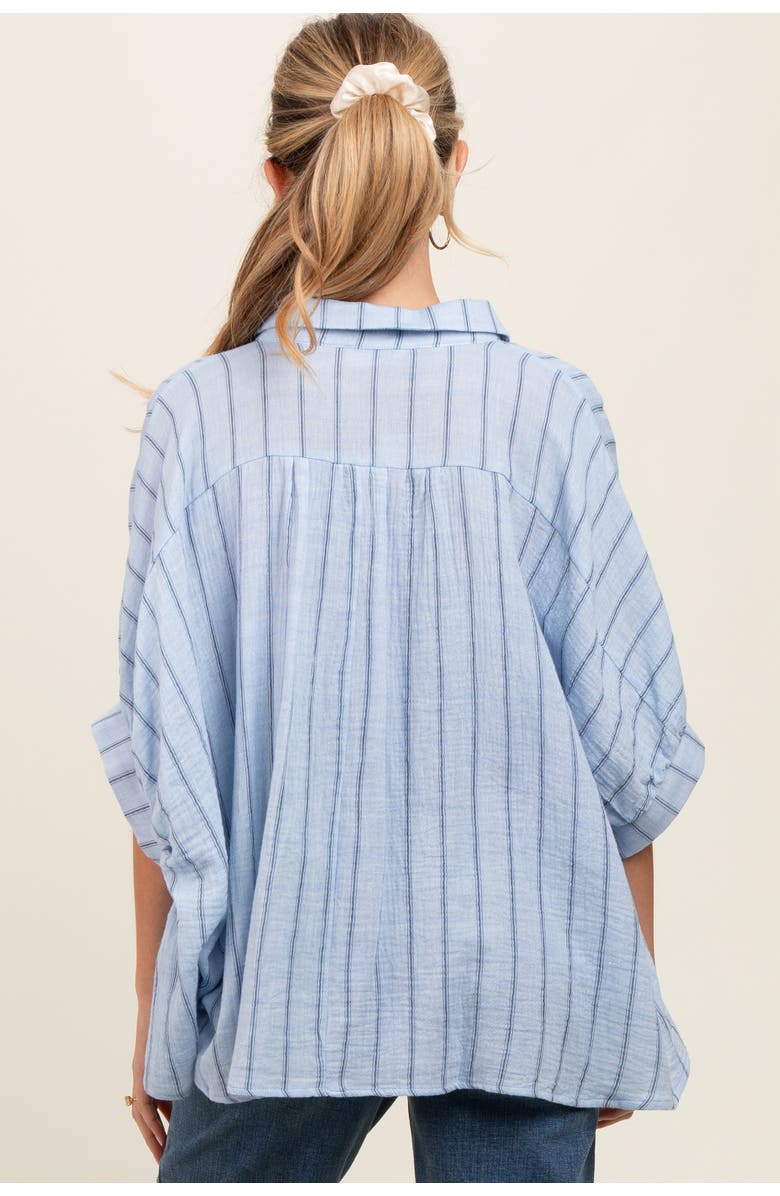 PinkBlush Striped Collared Oversized Top, Alternate, color, 