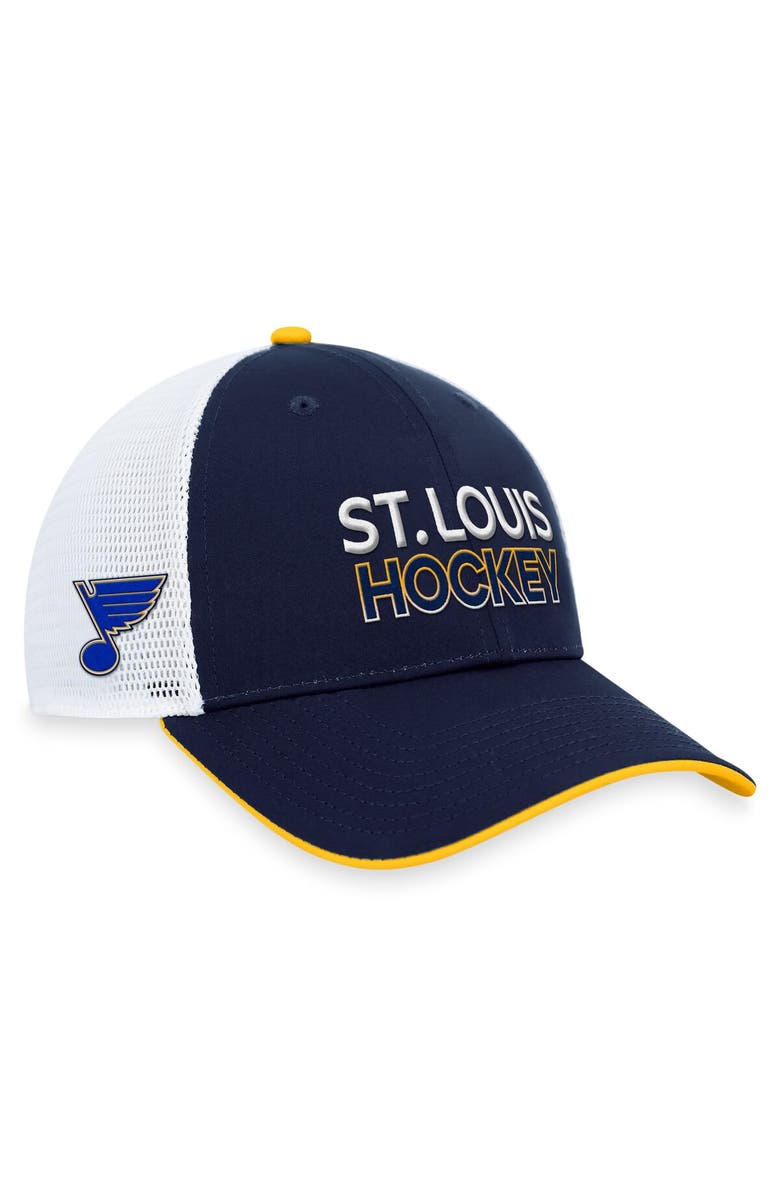 FANATICS Men's Fanatics Branded Navy St. Louis Blues Authentic Pro Rink Trucker Adjustable Hat, Main, color, Navy