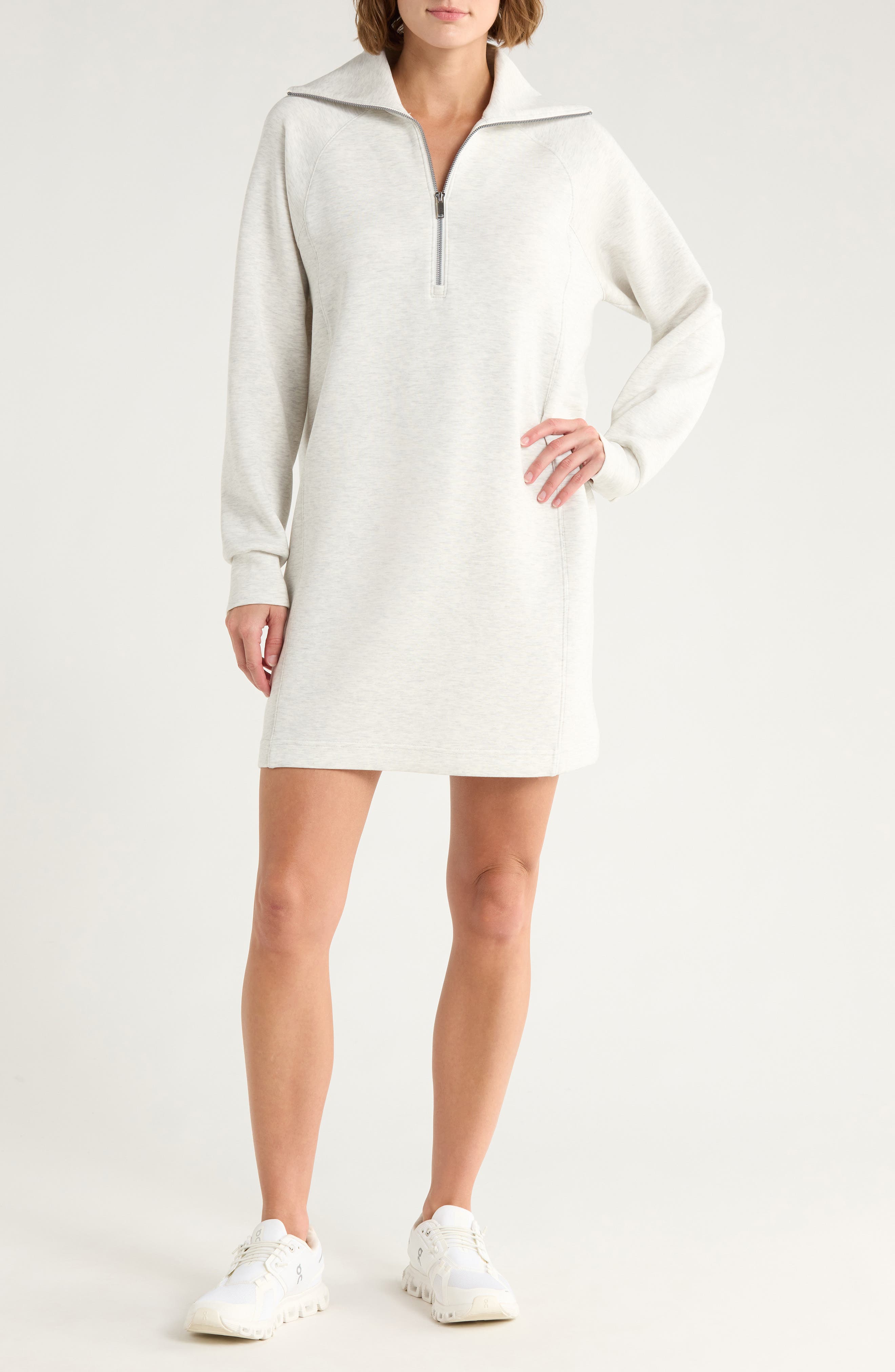 SPANX® Heathered Half Zip Long Sleeve Dress